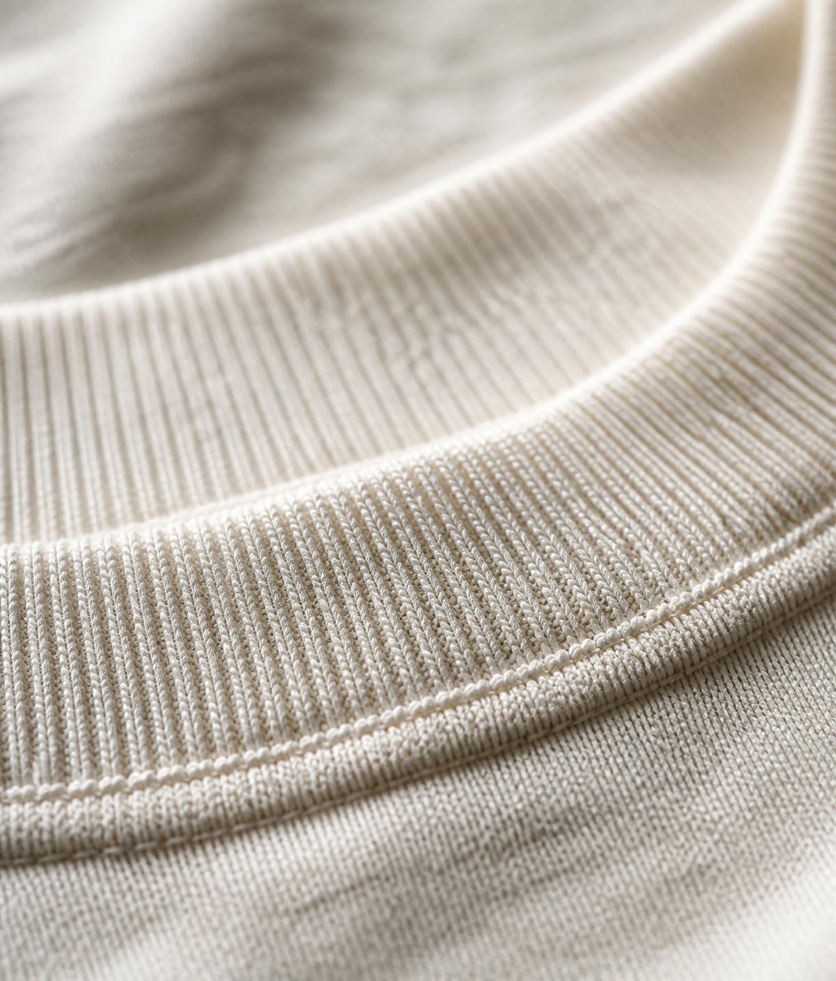 Macro detail of a ribbed cotton collar